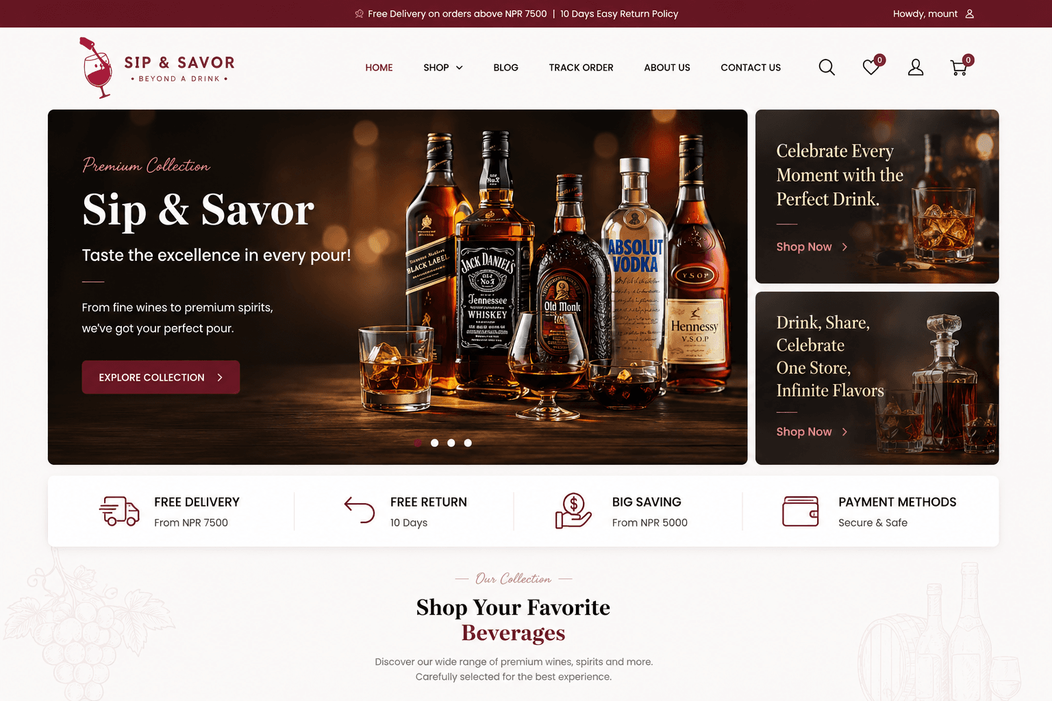Online Beverage Store project screenshot