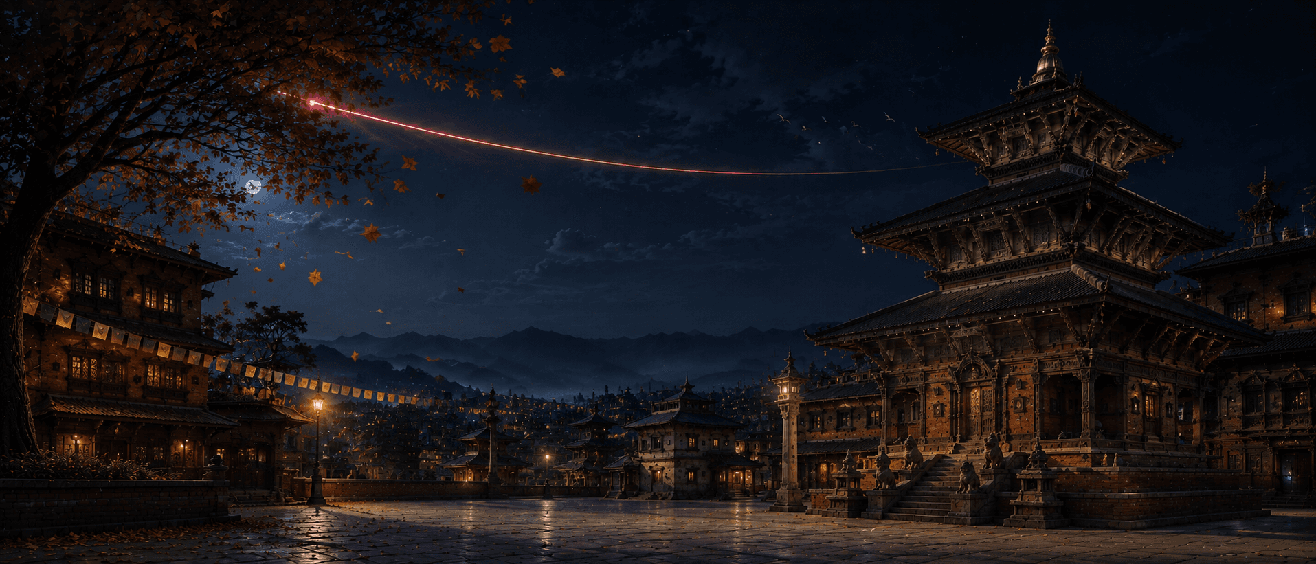 Newari temple at night